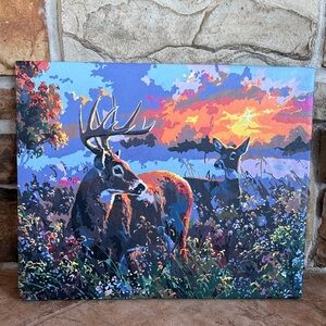 Deer Canvas Art with Sunset
